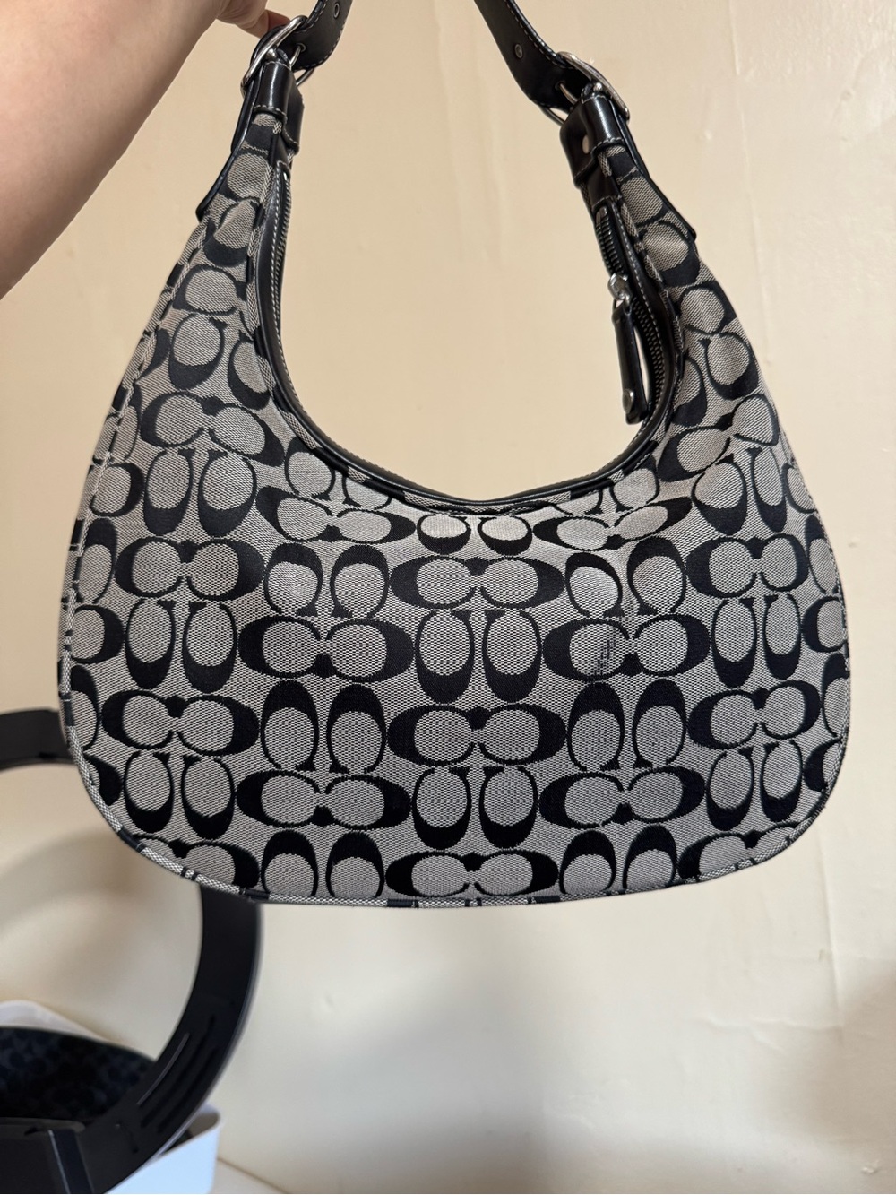 Coach Vintage y2k Signature Crescent Shoulder Bag - Black/Gray